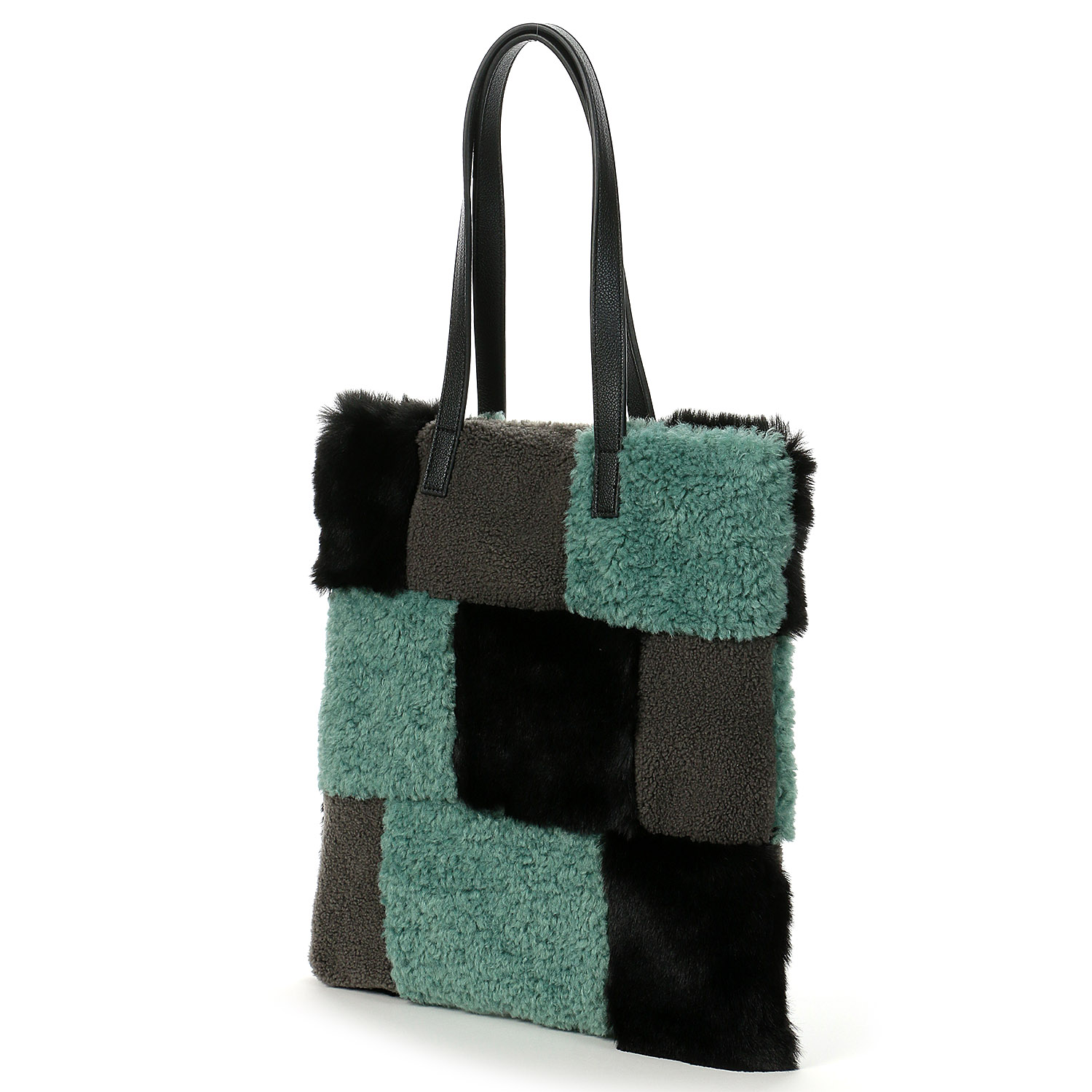 Nananoel エコファーパッチワークトートバッグ - 画像7