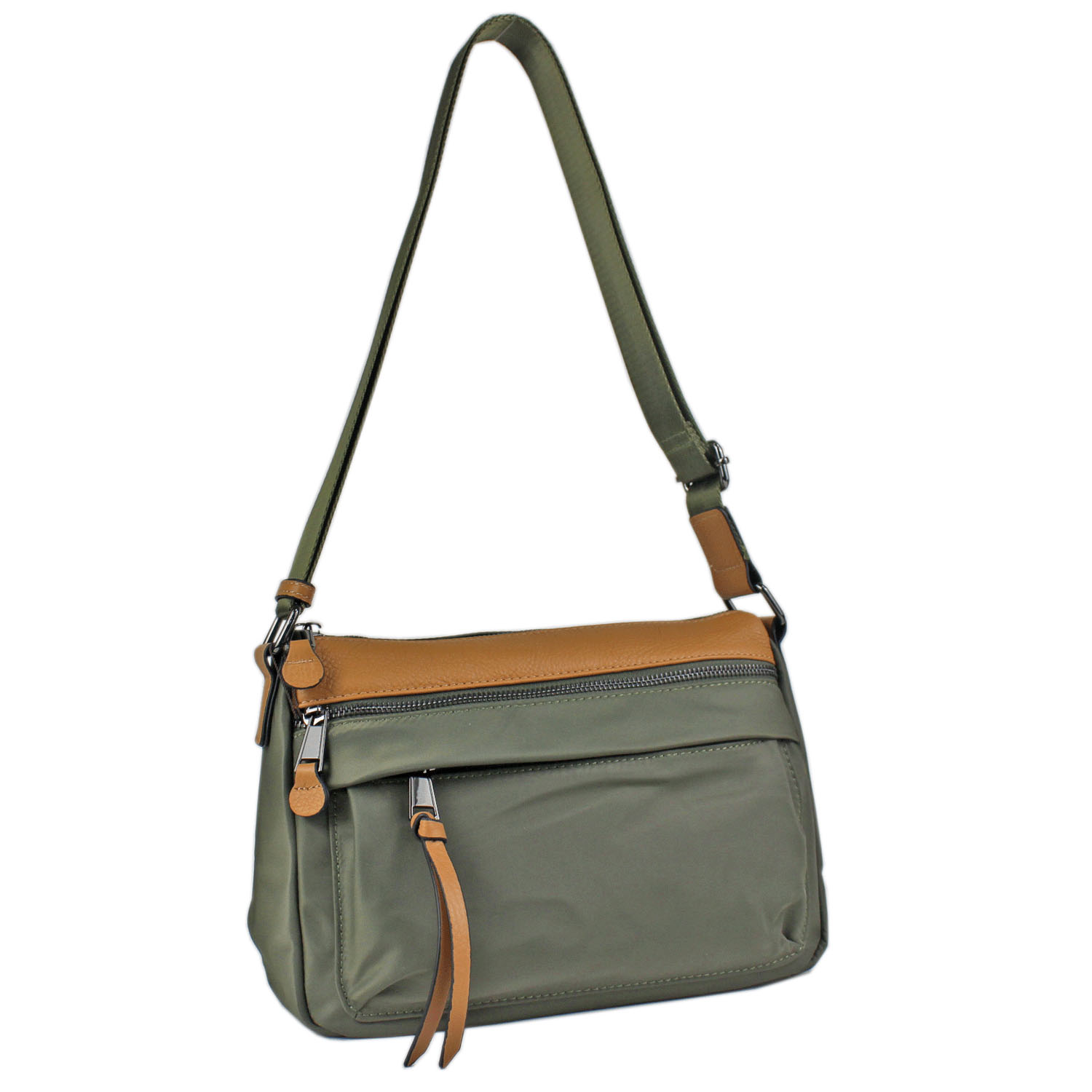 【63－00 次回納期未定】ナイロン×牛革ショルダーバッグ