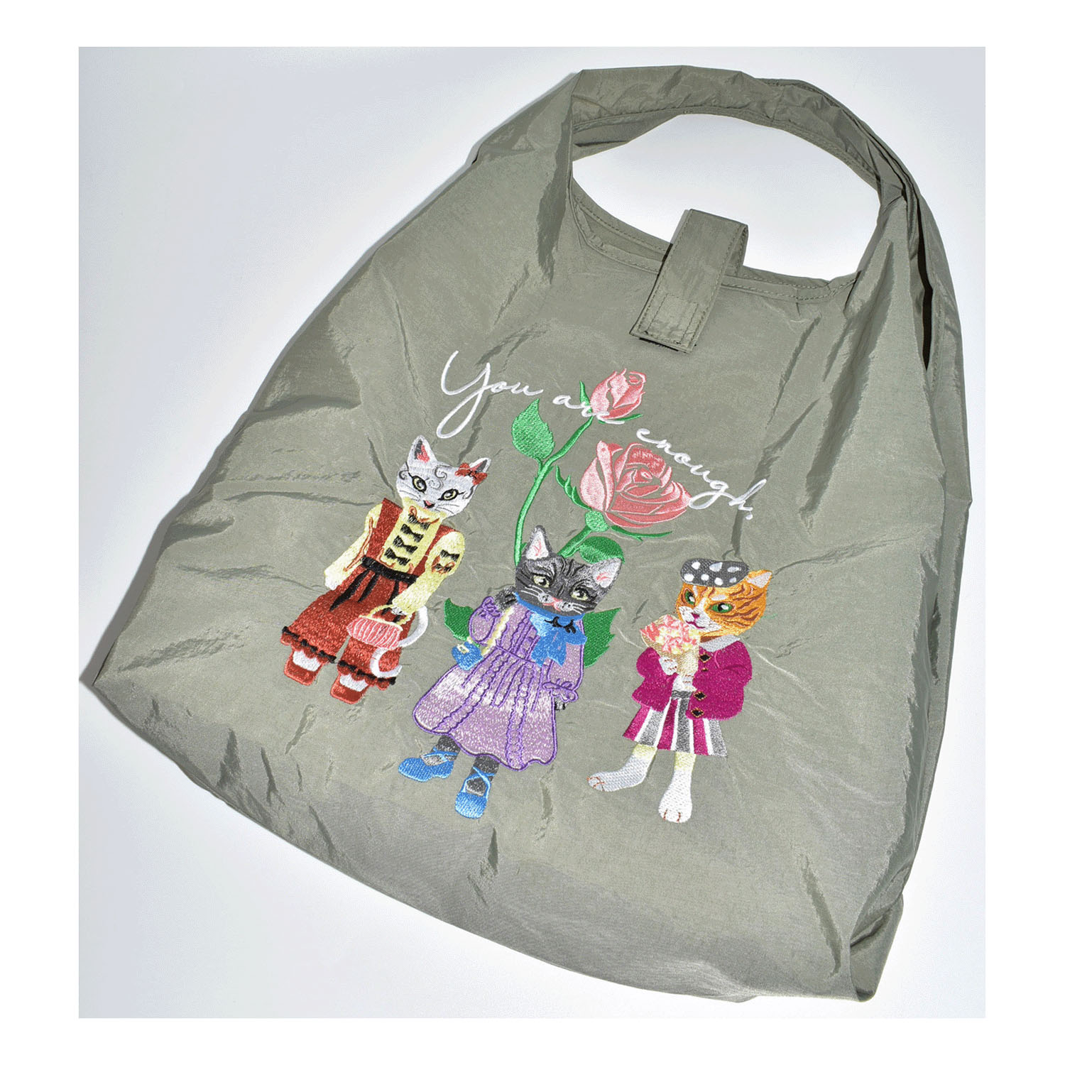 ネコ刺繍コンパクトトートバッグ