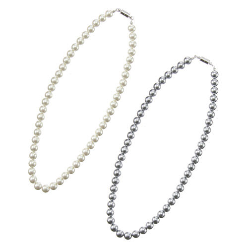 マグネット式 ガラスパールネックレス