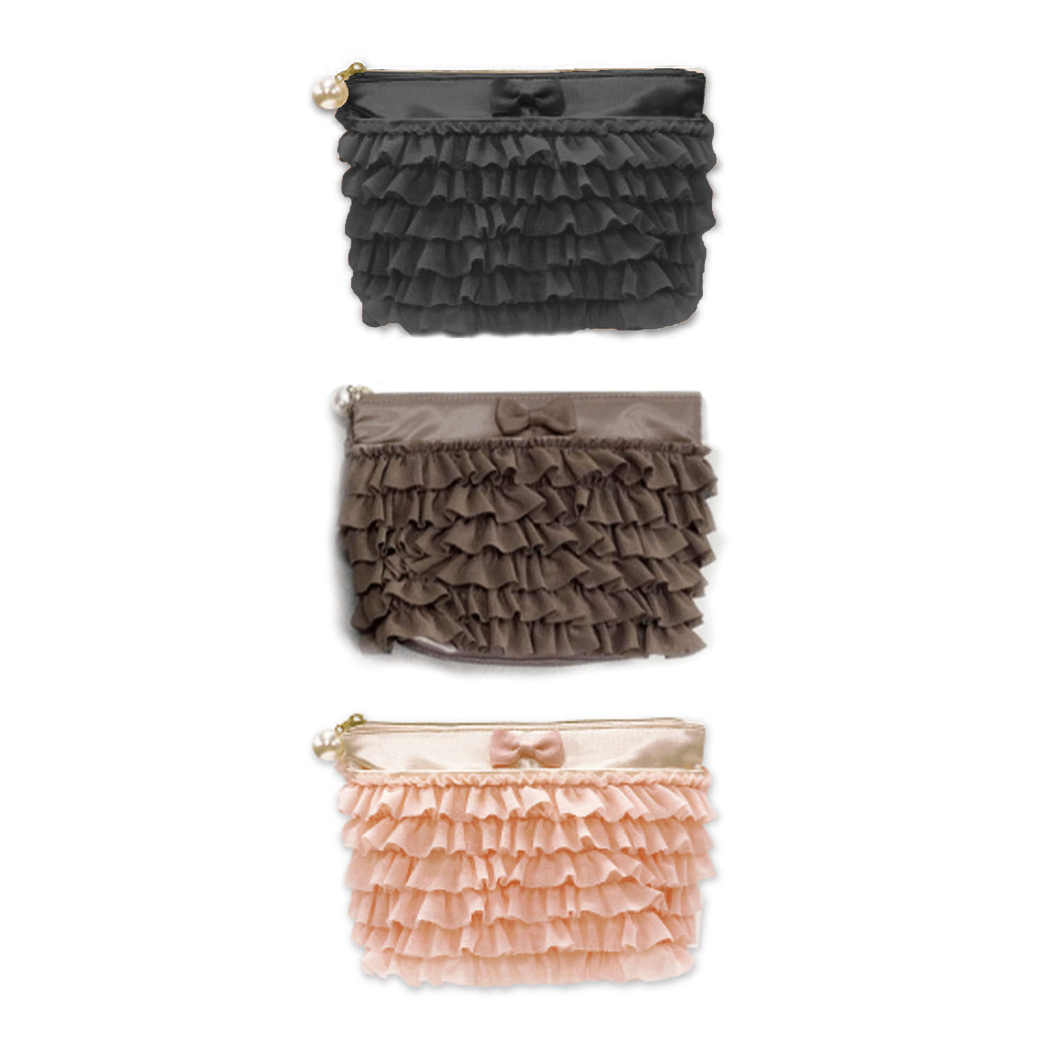 pink trick フリフリ底マチポーチ