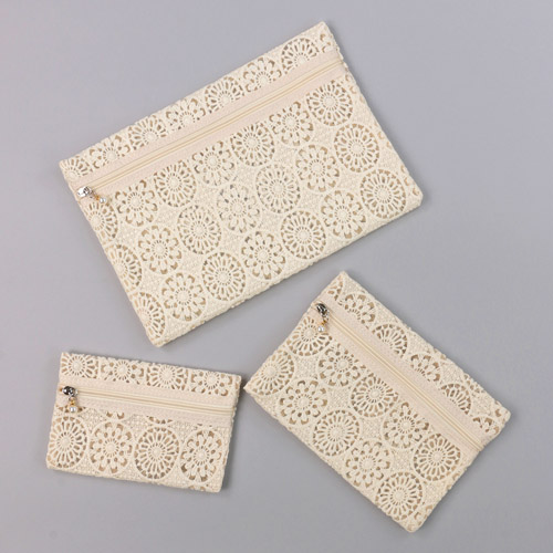 【5月1日より価格改定】メッシュ フラワーレース ポーチ 3点セット - 画像3