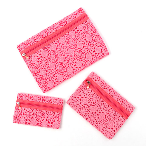 メッシュ フラワーレース ポーチ 3点セット - 画像4
