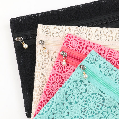 メッシュ フラワーレース ポーチ 3点セット