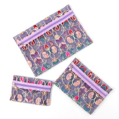 メッシュ ゴールド刺繍 ポーチ 3点セット - 画像8