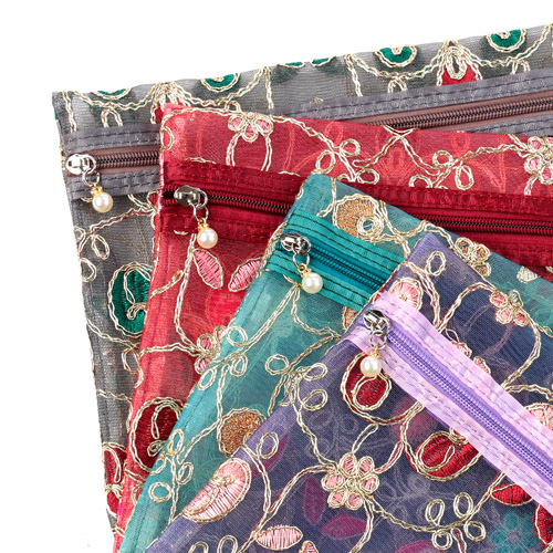 【5月1日より価格改定】メッシュ ゴールド刺繍 ポーチ 3点セット