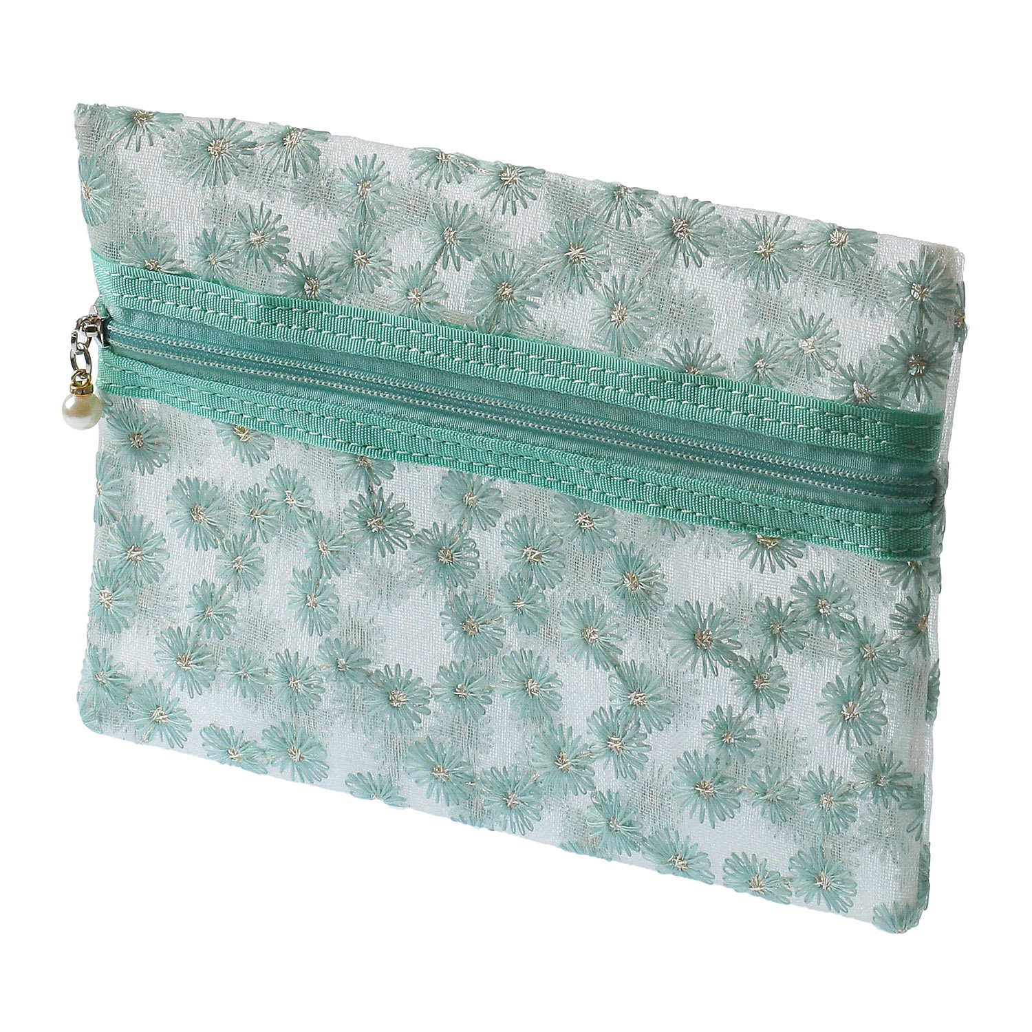 メッシュ花刺繍3Pポーチ - 画像5