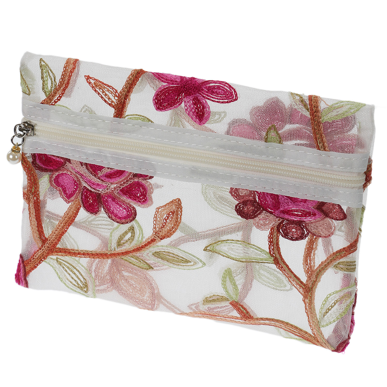 メッシュ花柄刺繍3Pポーチ - 画像4