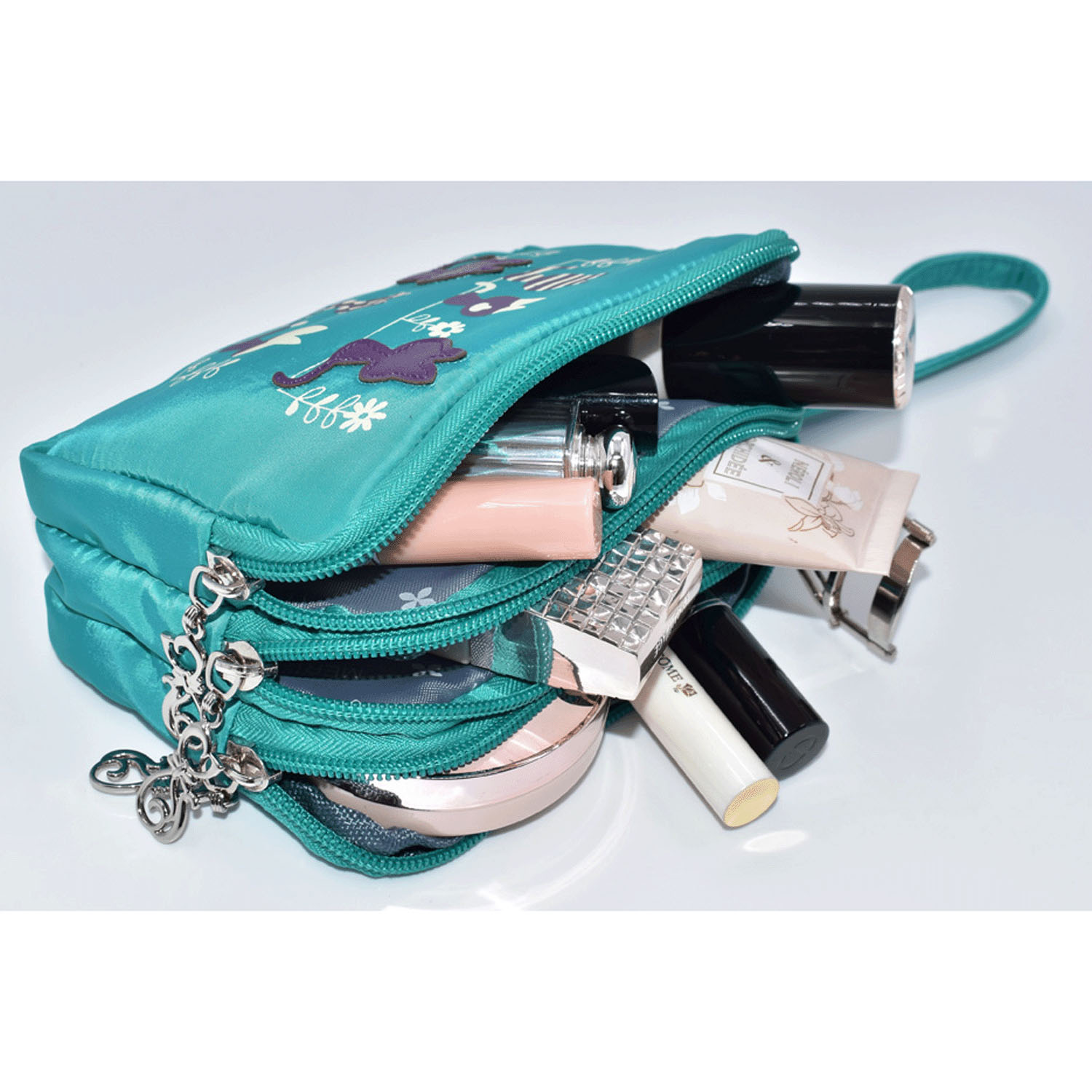 3連ファスナーネコ貼り付けポーチ - 画像4