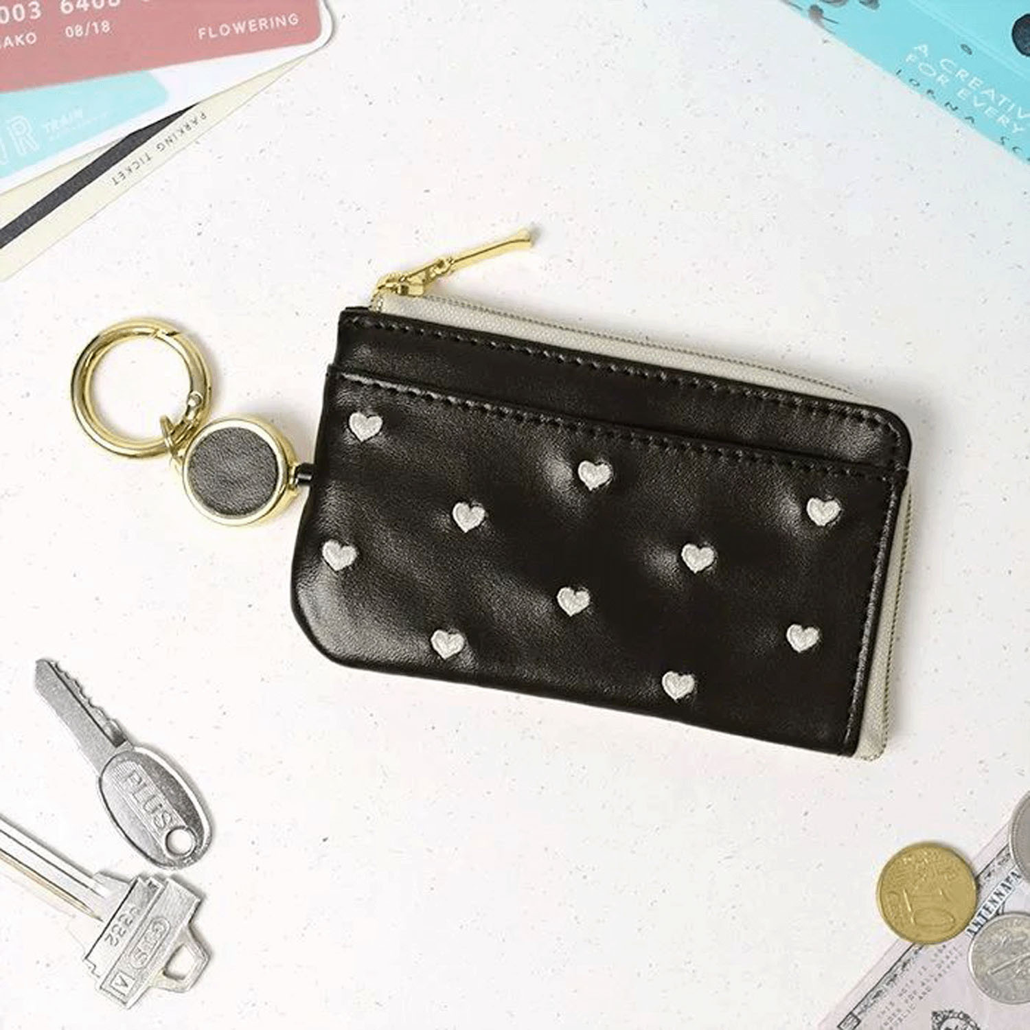 ミニハート刺繍 キーポーチ - 画像2