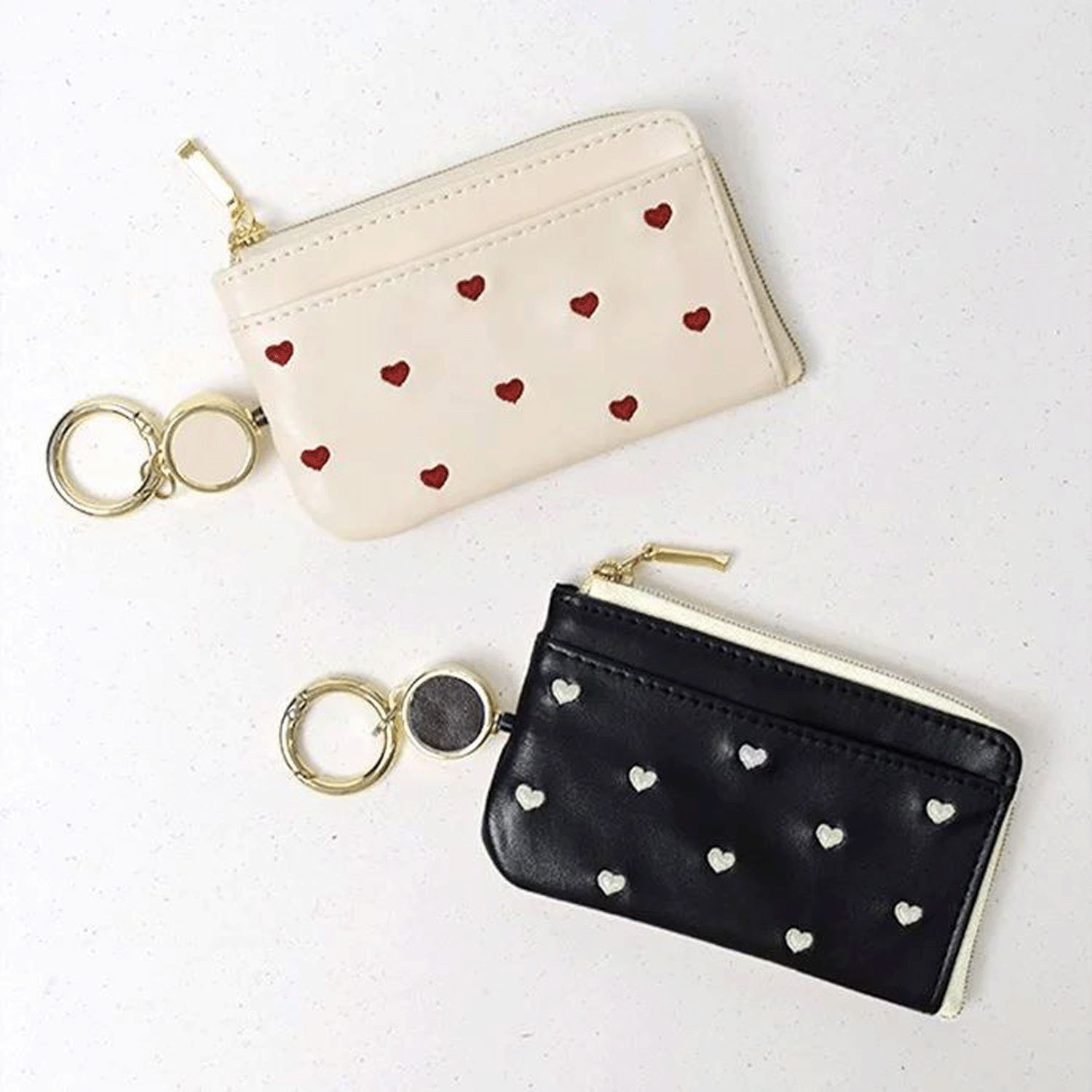 ミニハート刺繍 キーポーチ