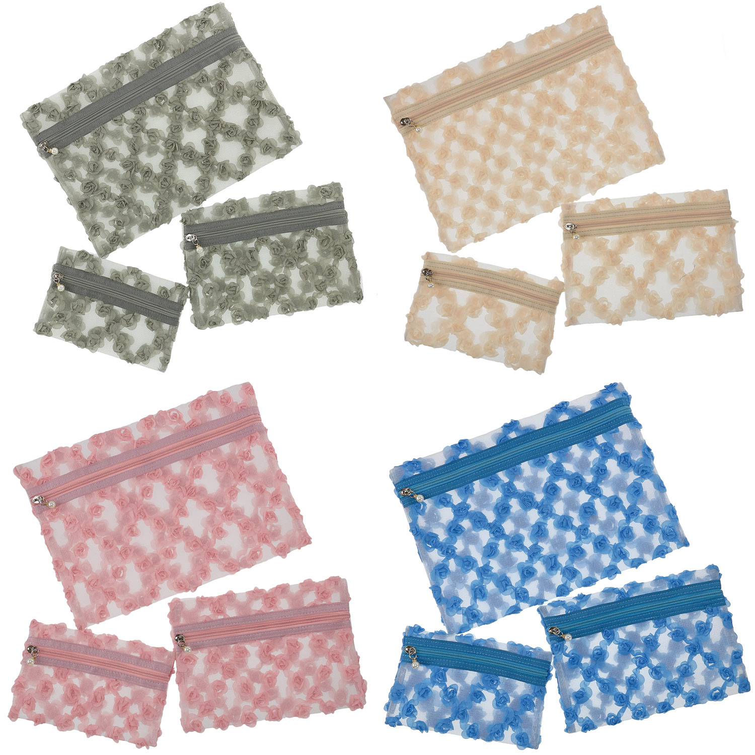 【5月1日より価格改定】メッシユ フラワーチュールポーチ3点セット