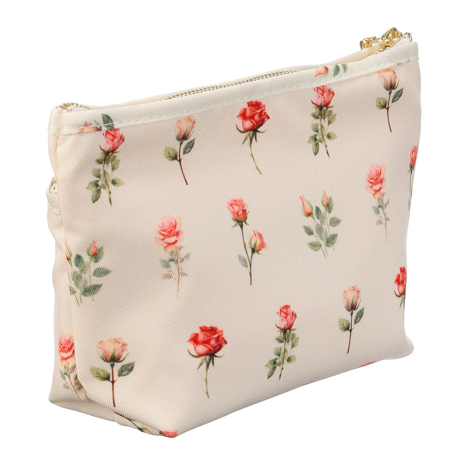 【日本製】 薔薇柄マチ付きポーチ - 画像4