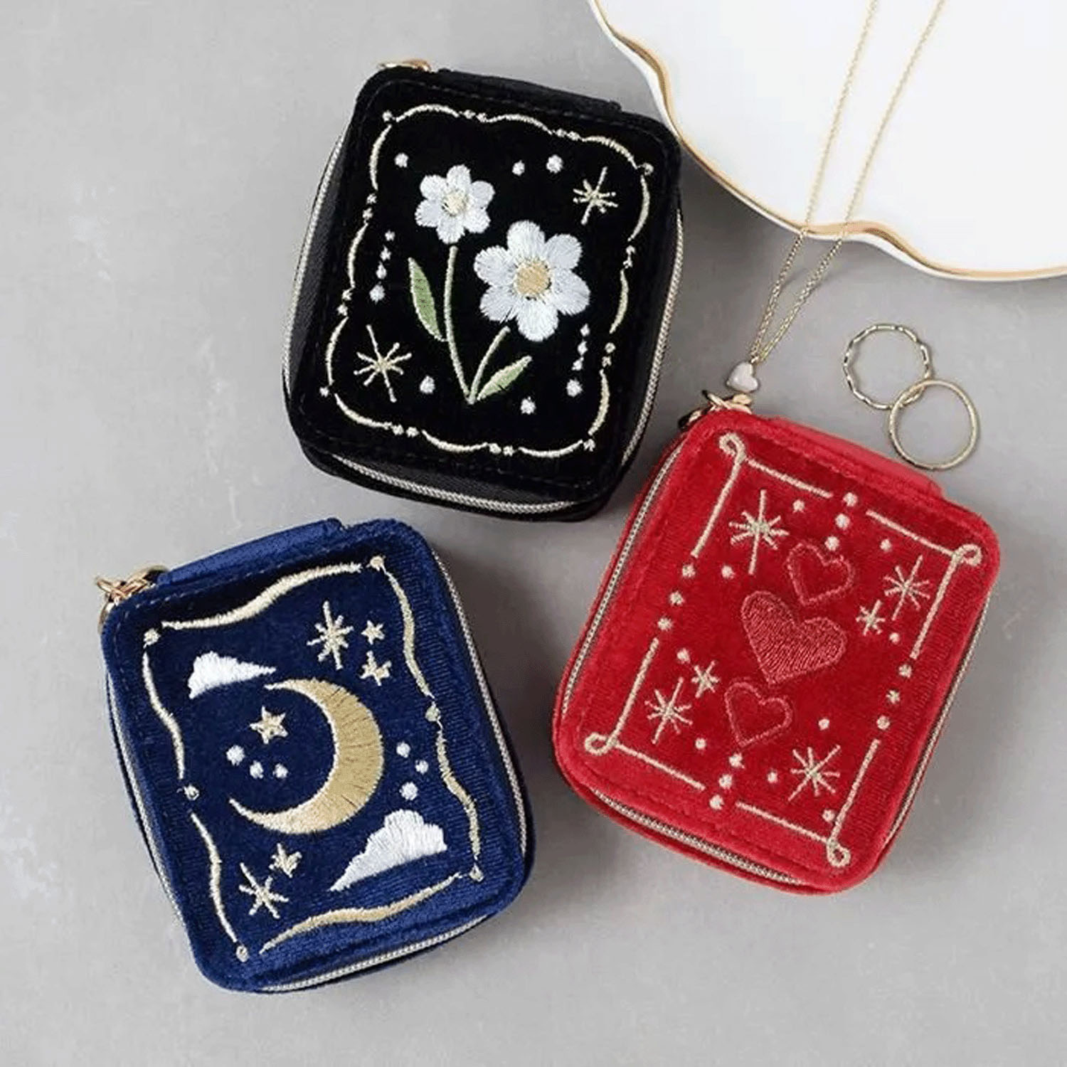 ベロア＆ラメ アクセサリーポーチ - 画像1