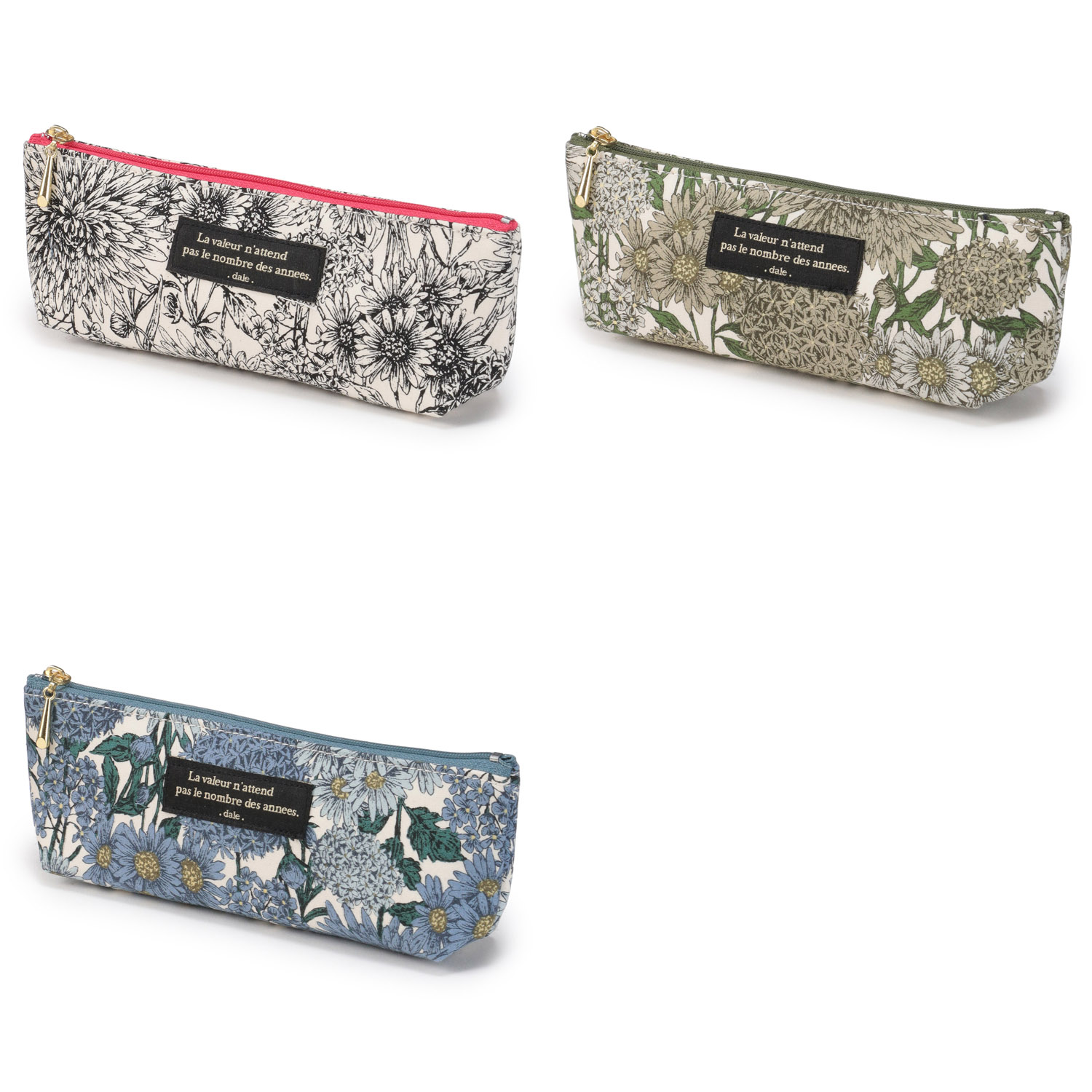 デール ラインドローイングフラワーペンケース