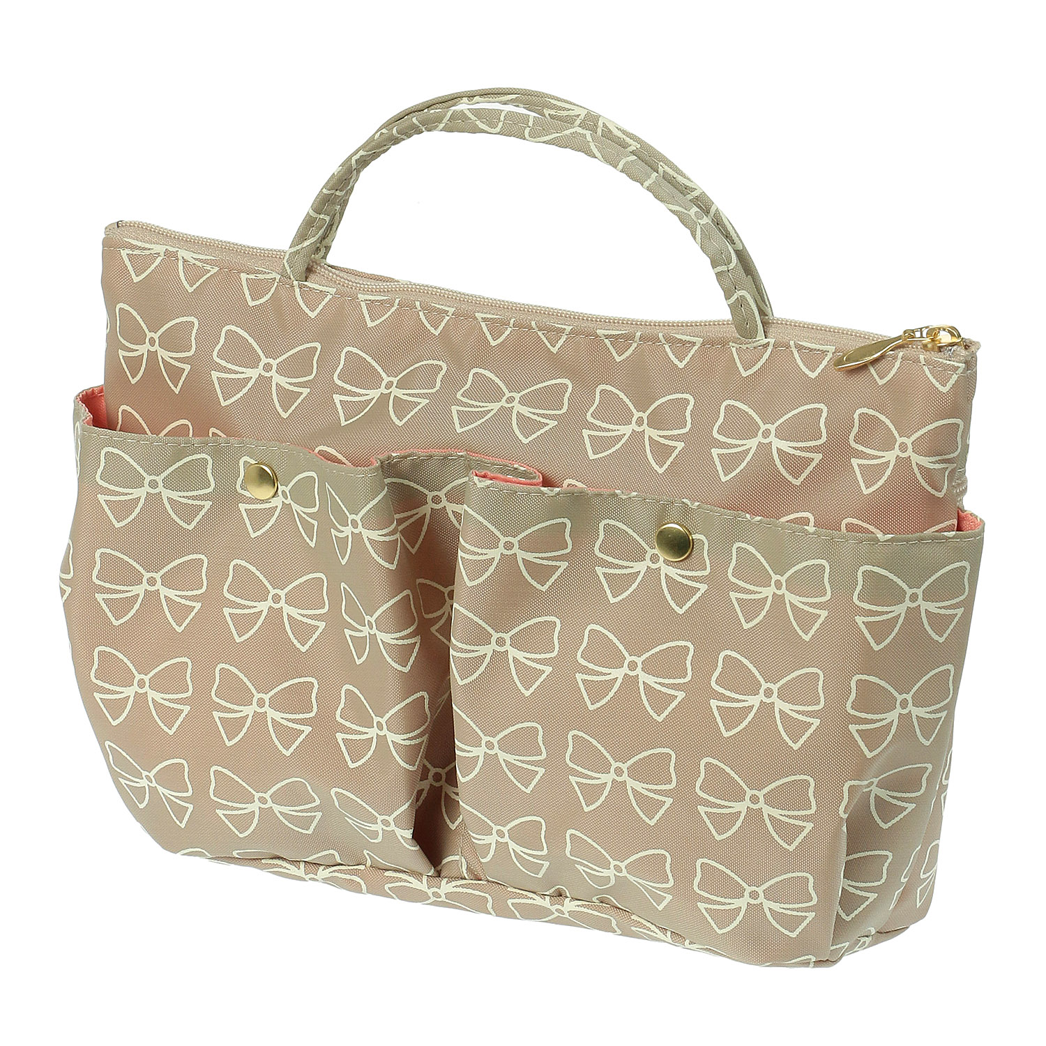 インナーポーチL リボン柄ファスナー付