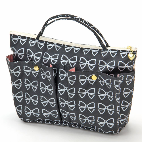 インナーポーチL リボン柄ファスナー付