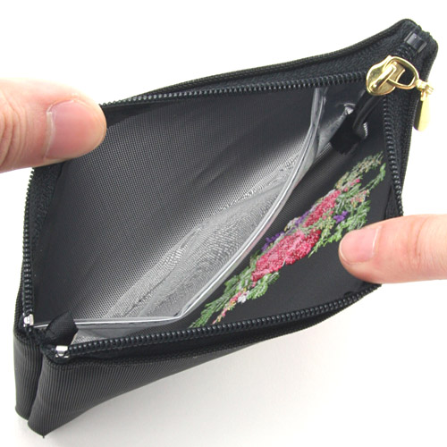 薔薇＆四つ葉 ミニ薄型メッシュポーチ - 画像2