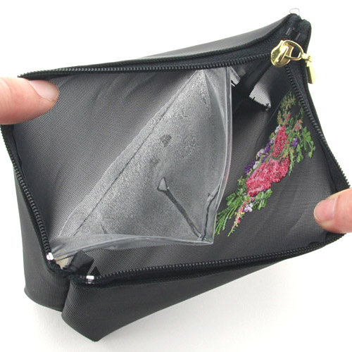 薔薇＆四つ葉 つまみ型メッシュポーチ - 画像2