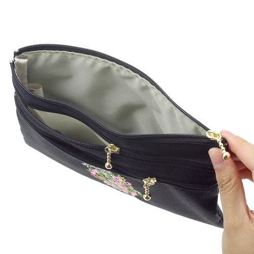 【日本製】 夢詩集 3段ファスナー 平型ポーチ - 画像2