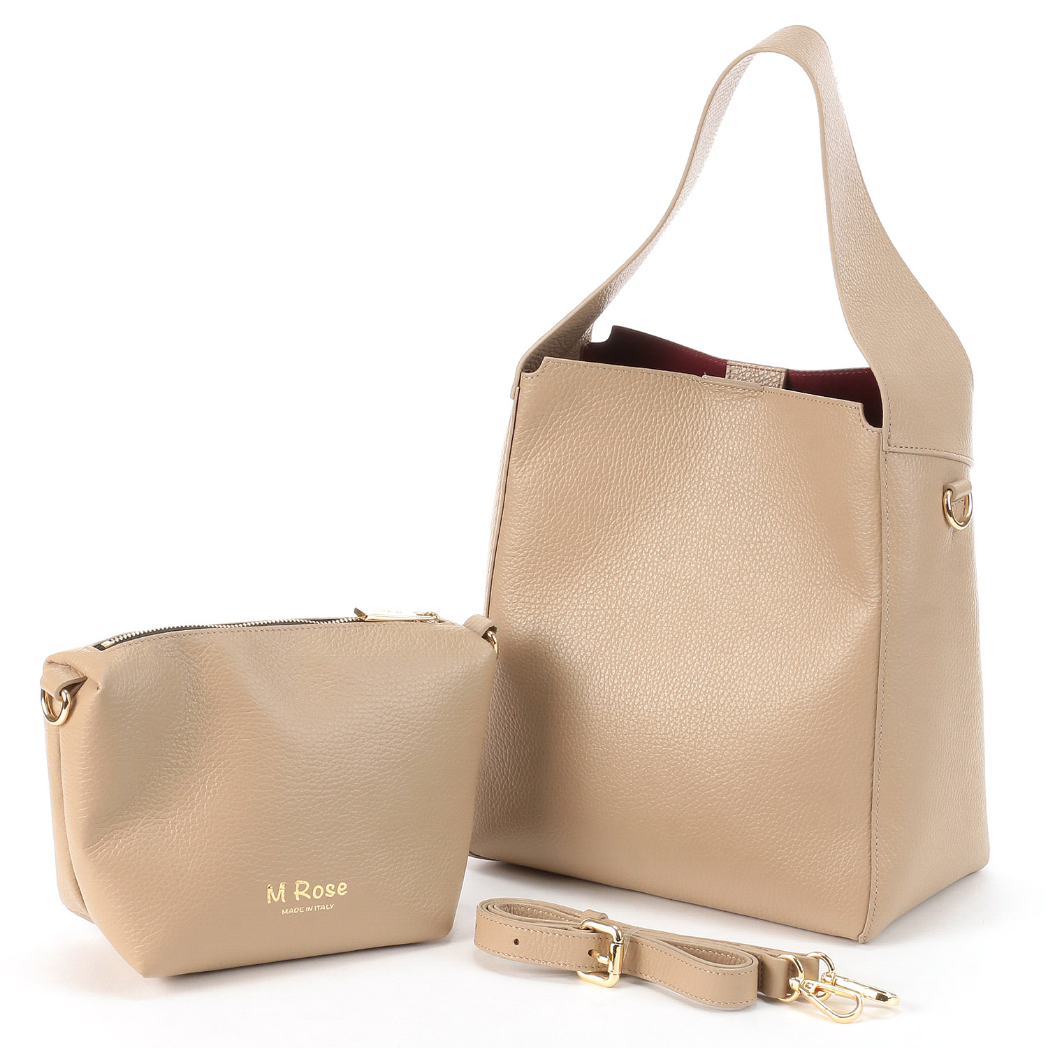 M Rose レザーショッパーポーチ付きワンショルダーバッグ - 画像2