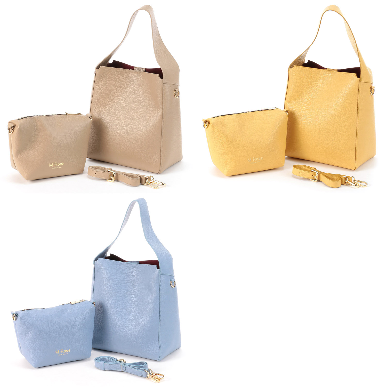 M Rose レザーショッパーポーチ付きワンショルダーバッグ