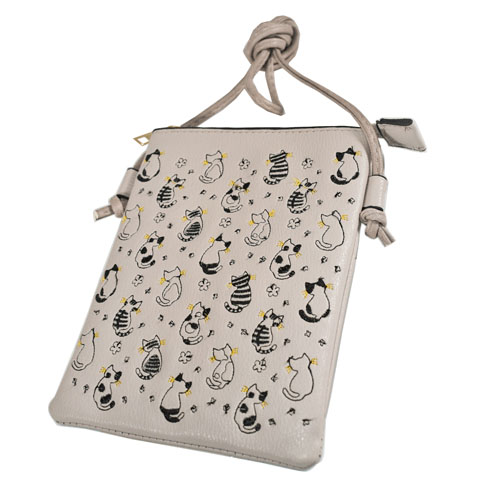 ネコ刺繍スマホバッグ - 画像4