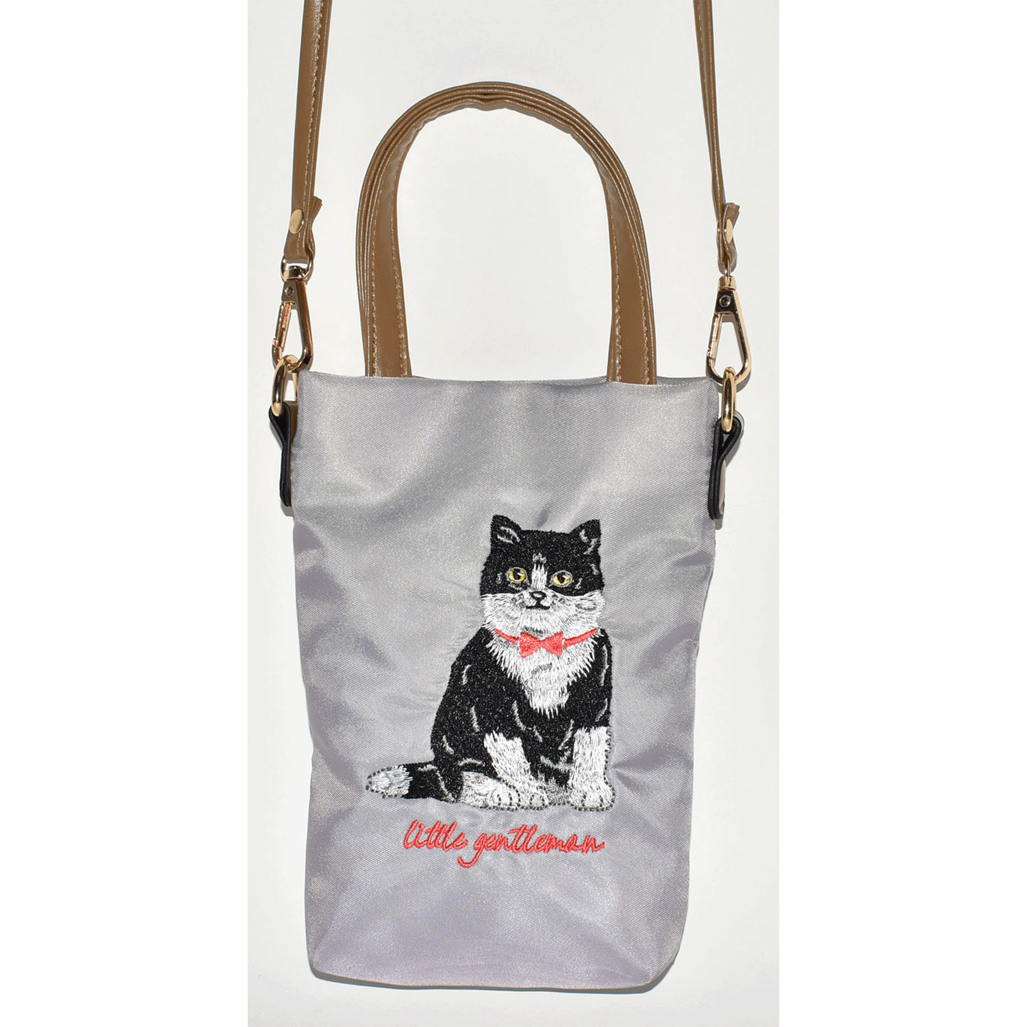 ネコ刺繍スマホショルダー - 画像1