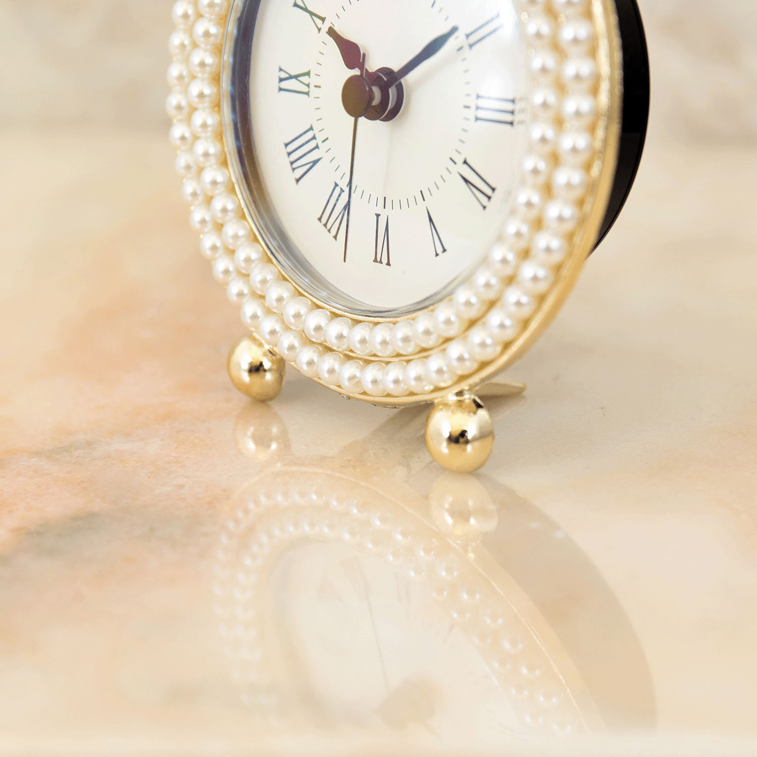 Mariage マリアージュ テーブルクロック（パールリボン） ゴールド ラウンド - 画像7
