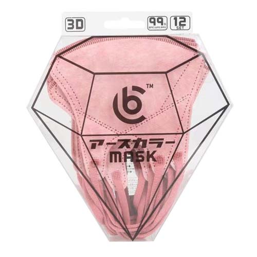 【予約可能品】アースカラー3Dマスク 12枚入  オールドローズ