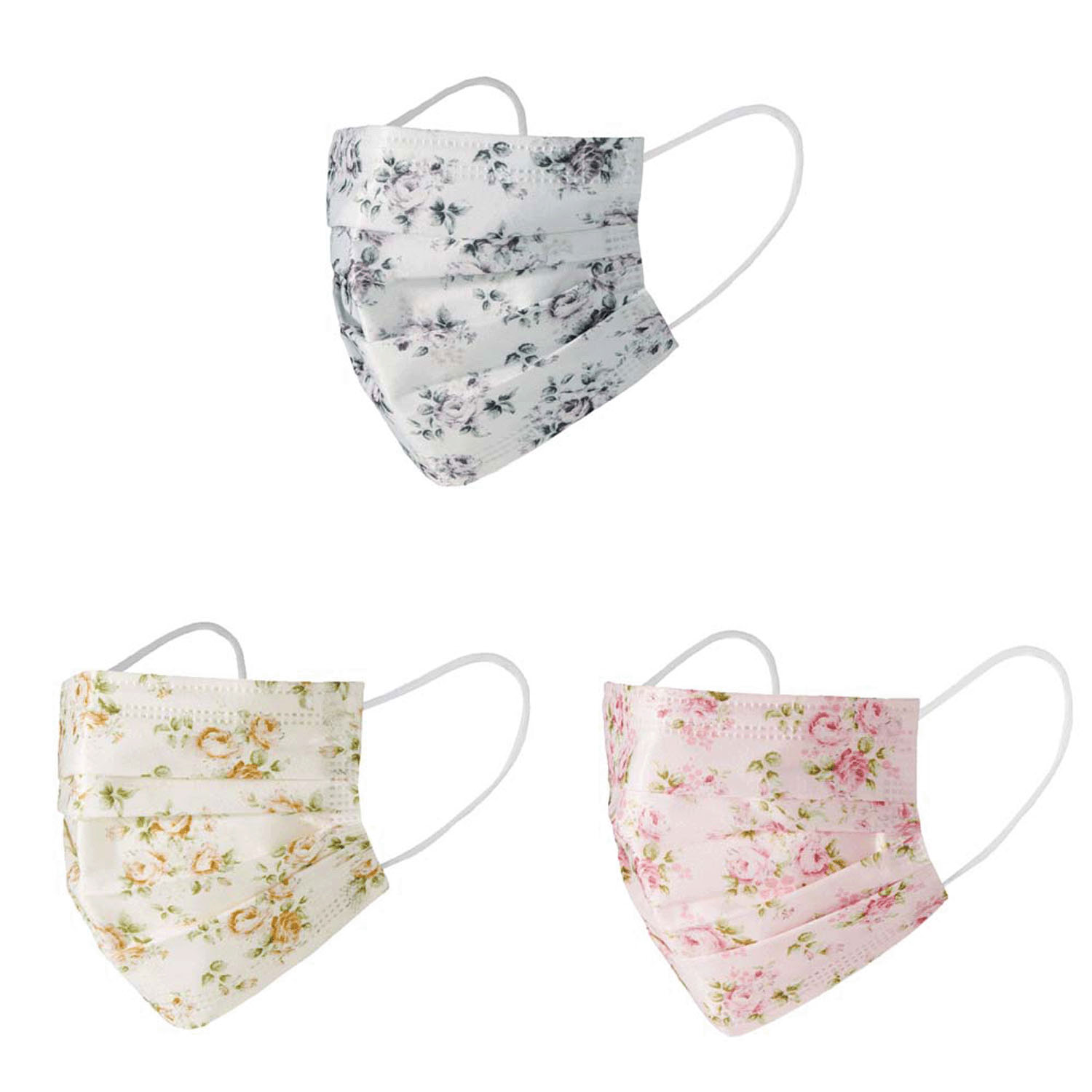 不織布マスク 花柄
