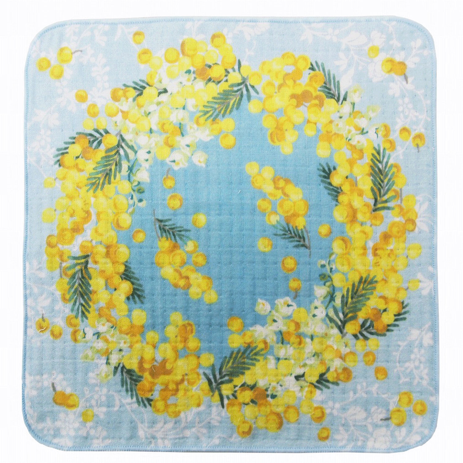 レイクアルスター 4重ガーゼプリントハンカチ ミモザ