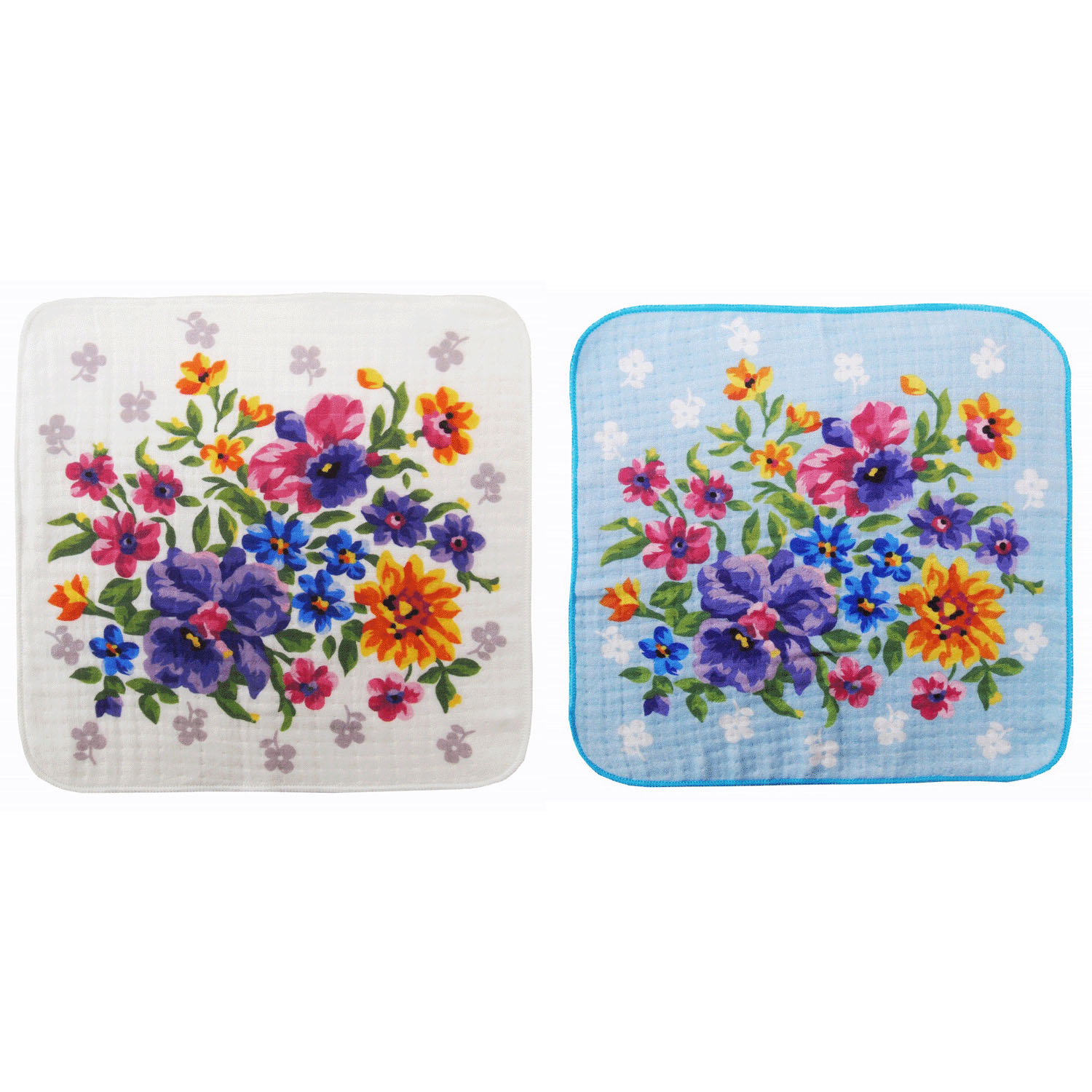 レイクアルスター 4重ガーゼプリントハンカチ ブーケ