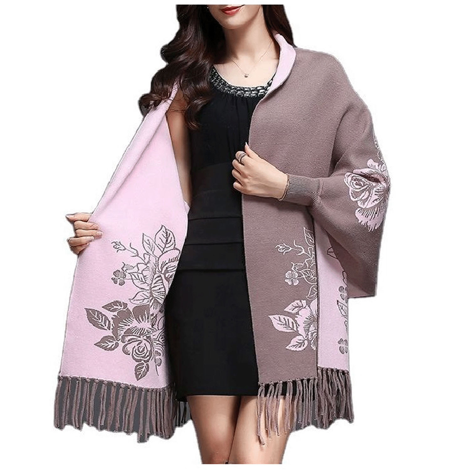 フラワーケープカーディガン - 画像1