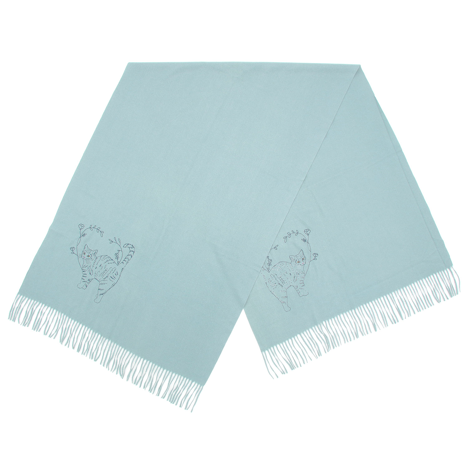 線画ねこ刺繍ストール - 画像6