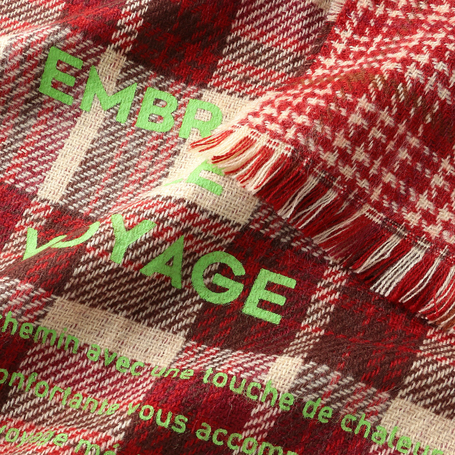 チェックリバーシブルロゴプリントストール - 画像4