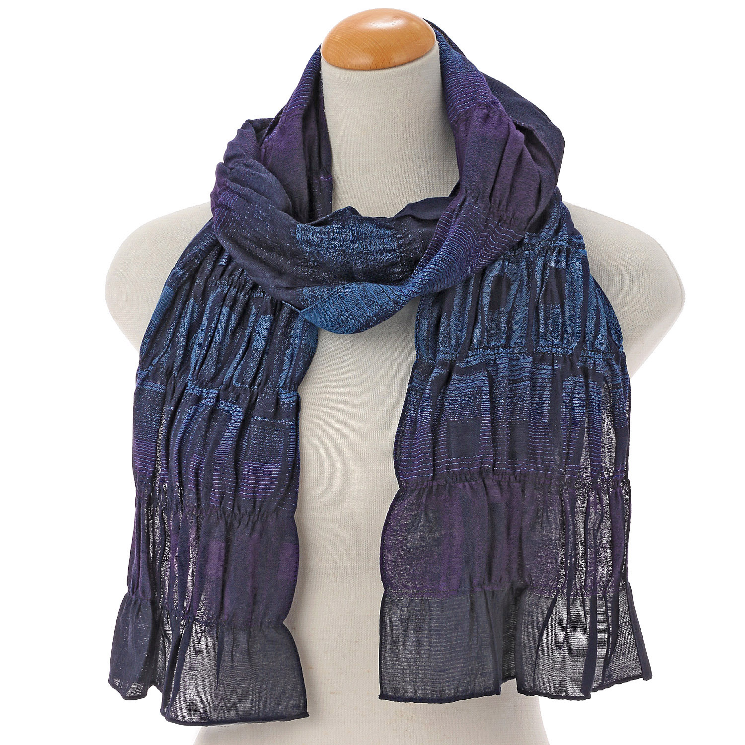 イタリア製 グラデーションシャーリングストール - 画像4