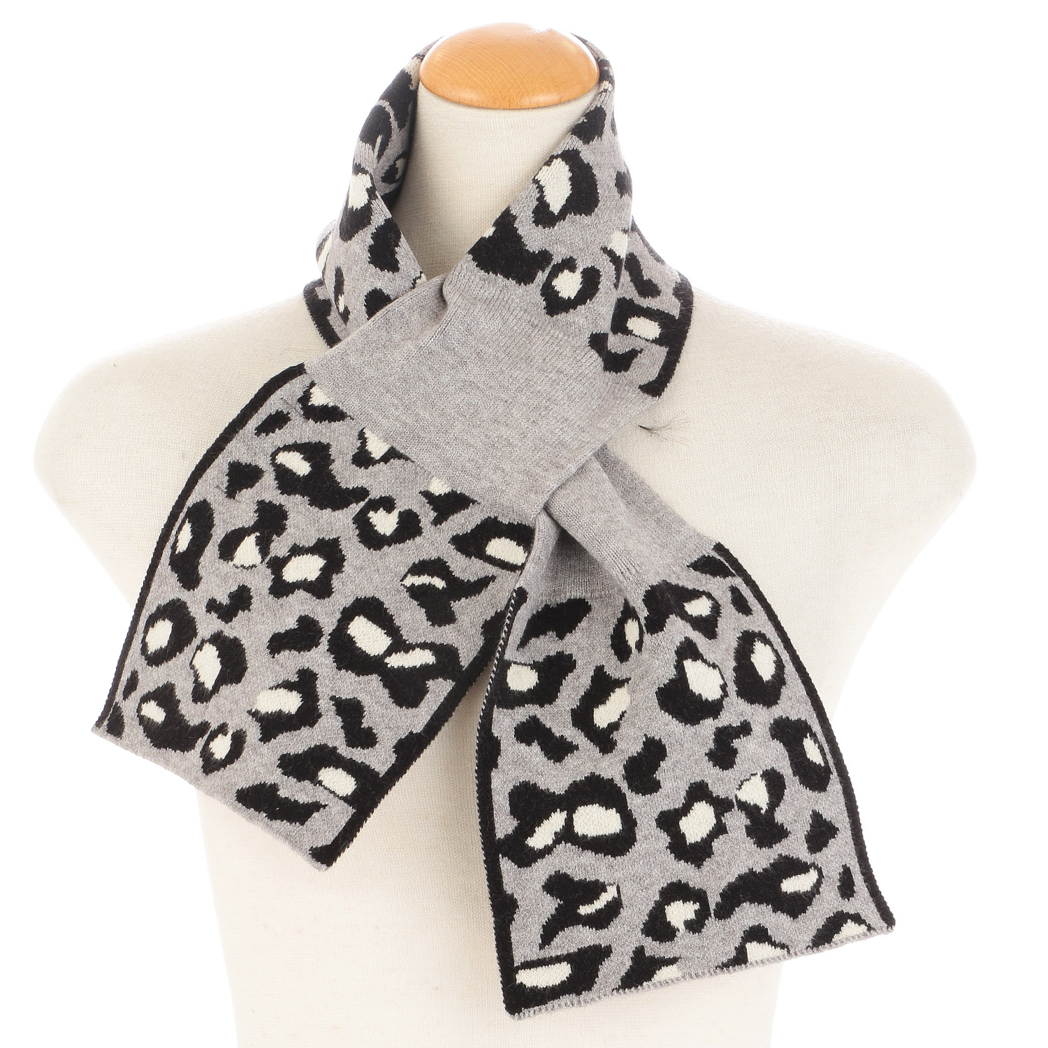 ニット差込みマフラー ヒョウ