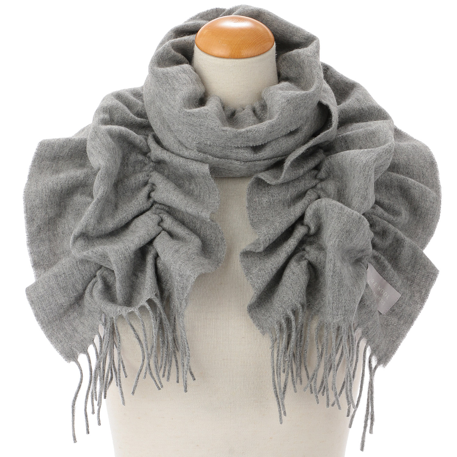 【グレー、モカブラウン終了】ウールシャーリング無地マフラー - 画像2