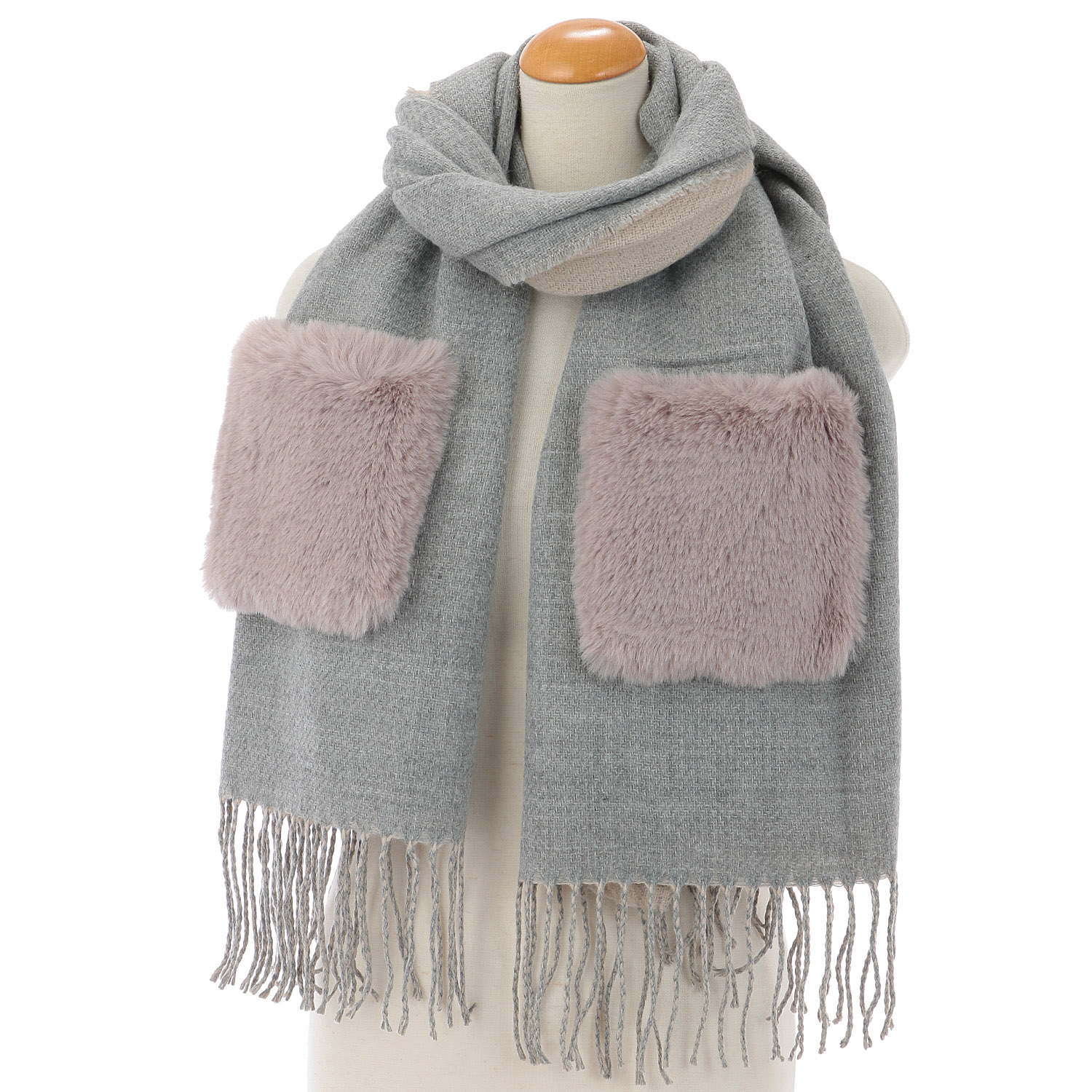 ポケット付ストール 無地 - 画像2