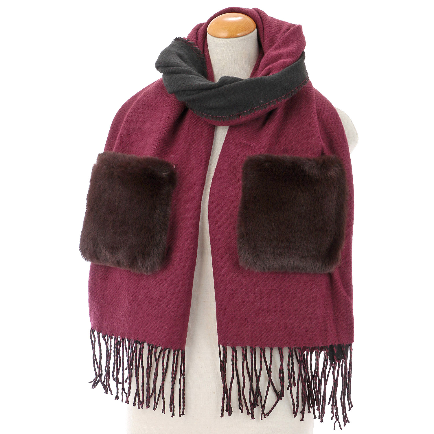 ポケット付ストール 無地 - 画像1