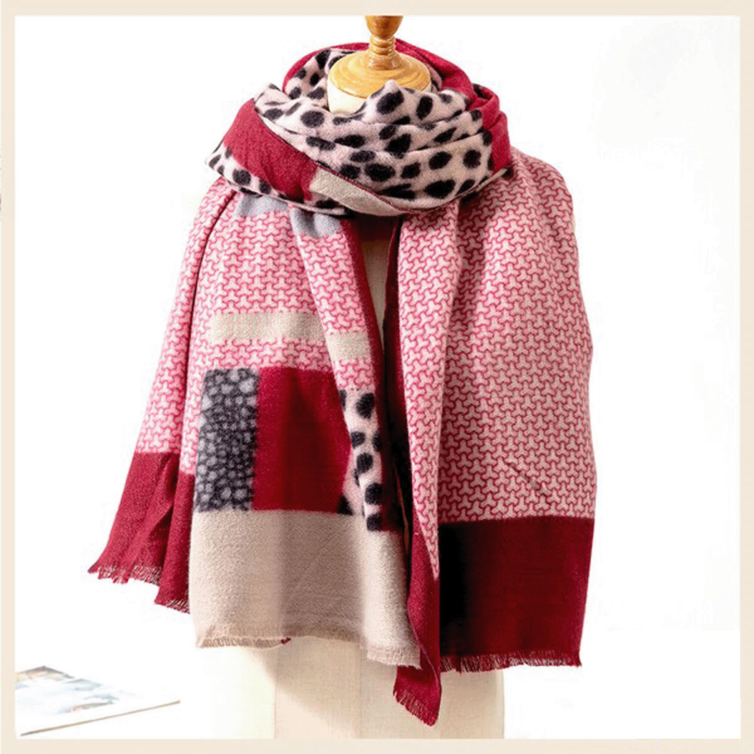 アニマル切り替え柄起毛ストール