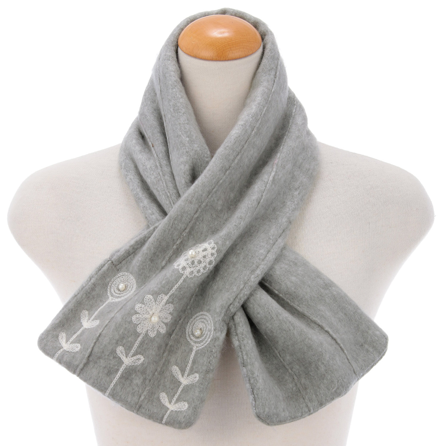 インド製 差込み刺繍マフラー フラワー