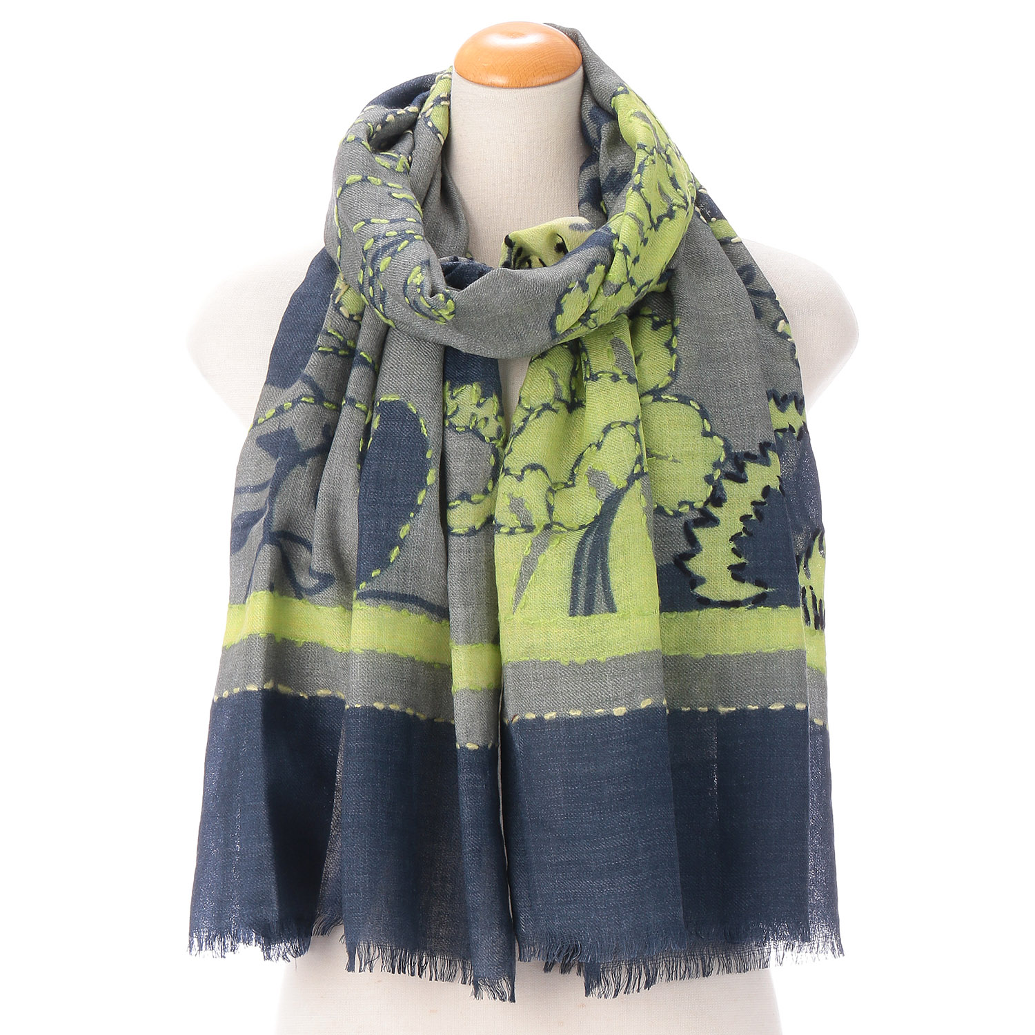 インド製 ウール刺繍ショール