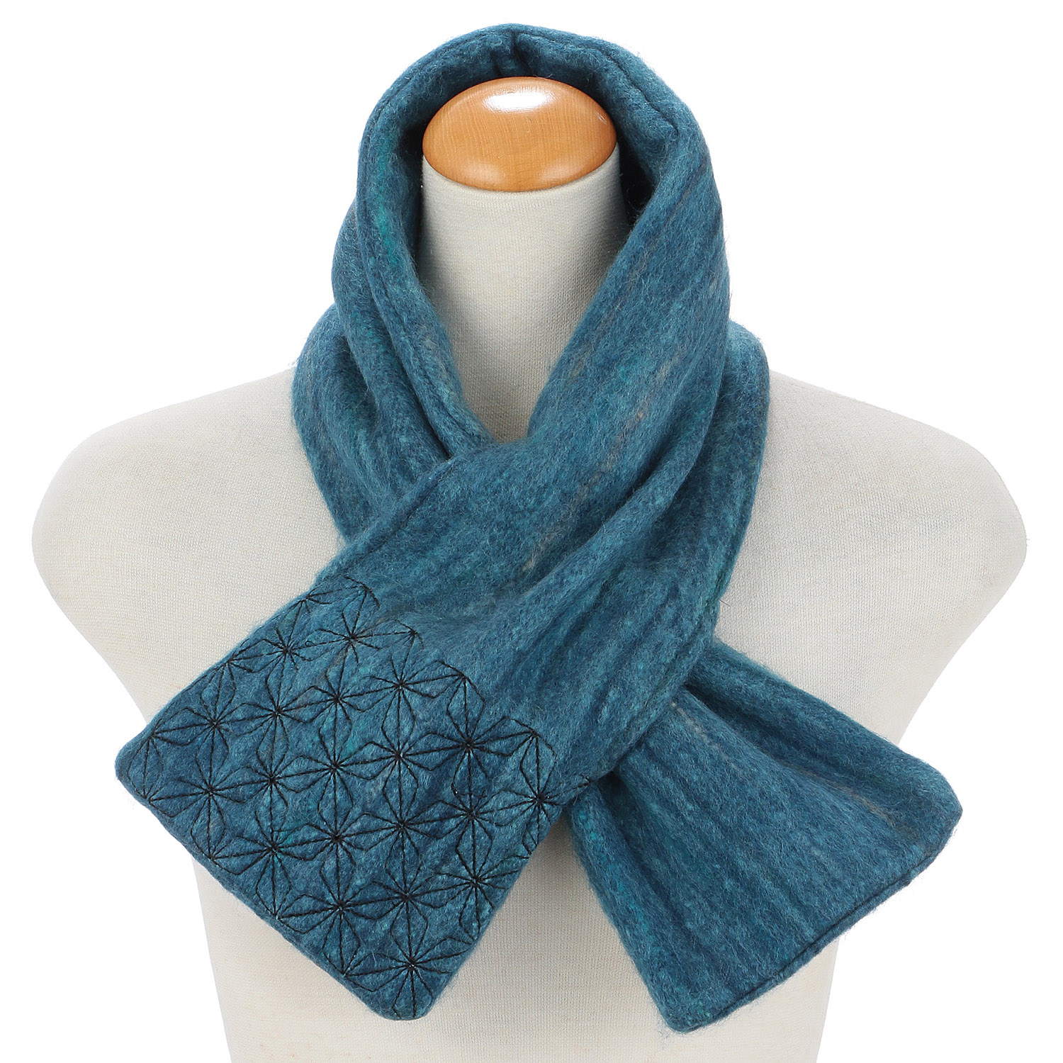 インド製 刺繍差込みマフラー 麻の葉