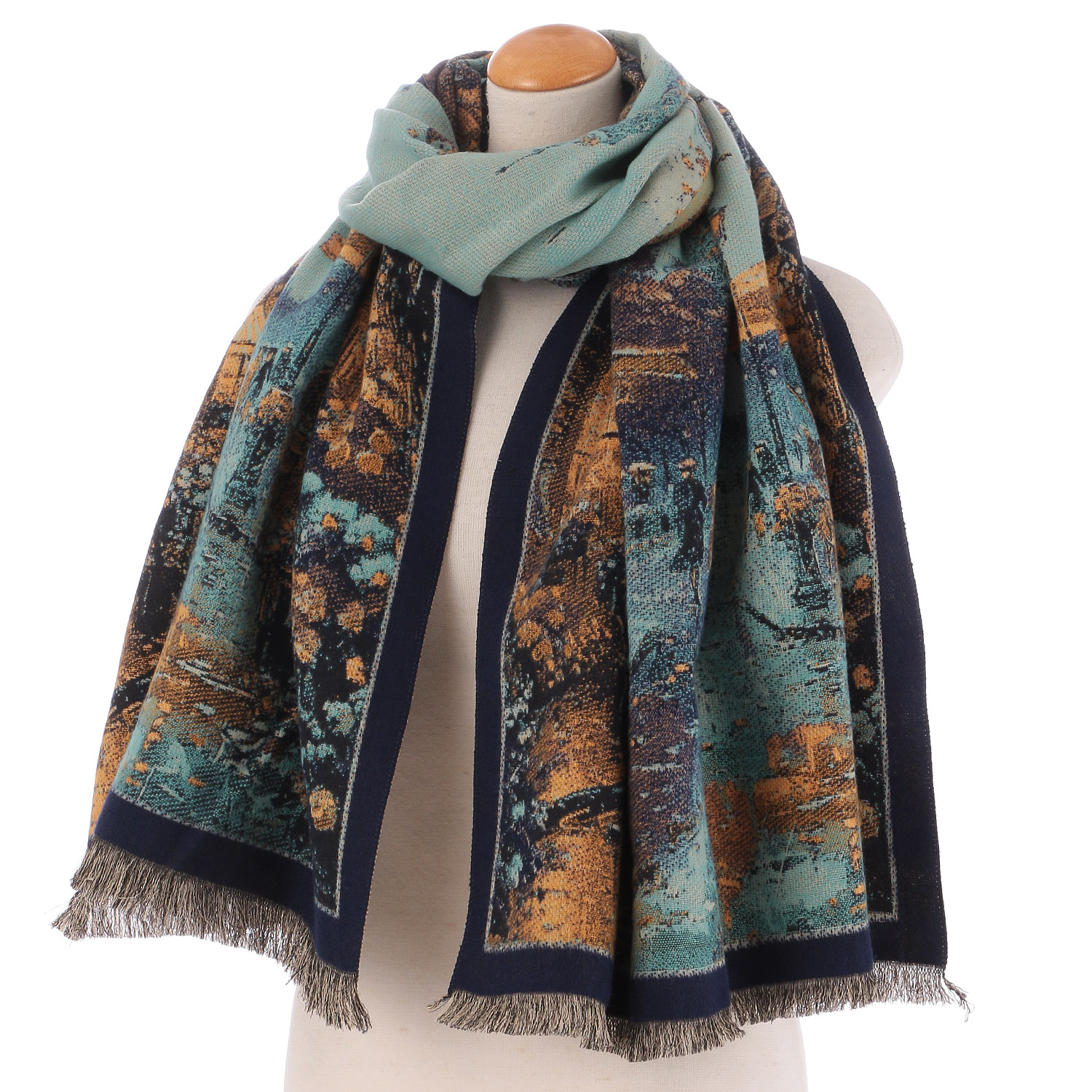 大判ジャガードストール パリ柄 - 画像3