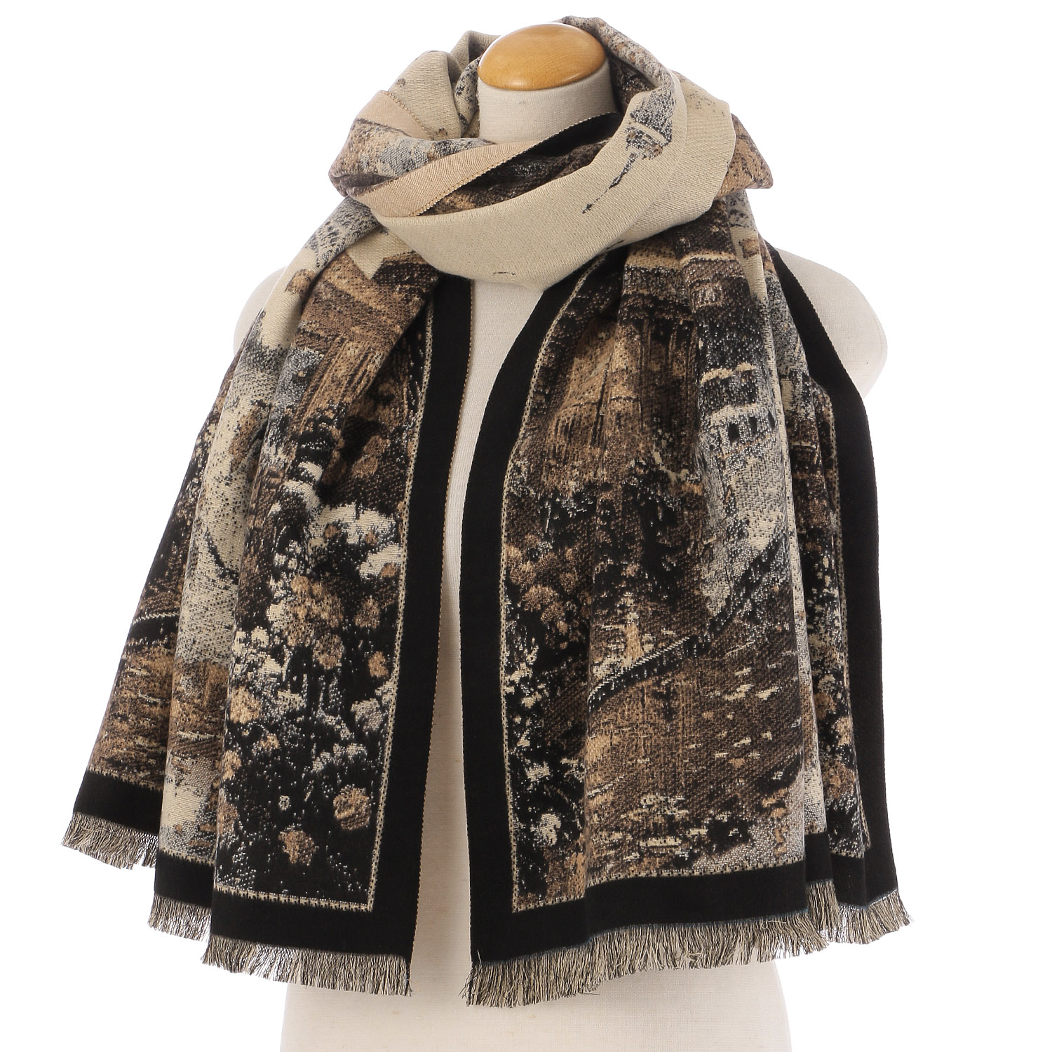 大判ジャガードストール パリ柄