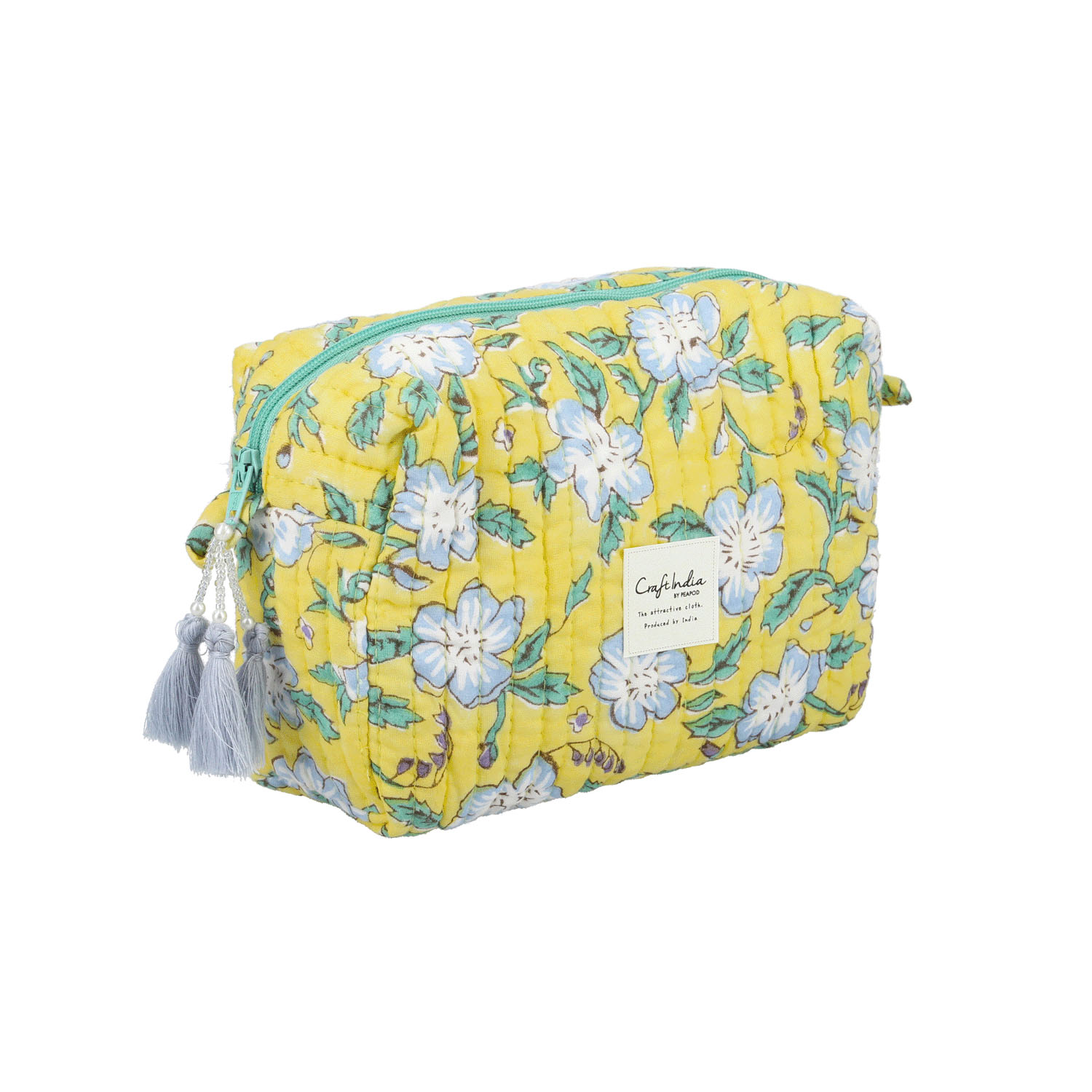 【在庫限り】ブロックプリント マチ付ポーチ - 画像2