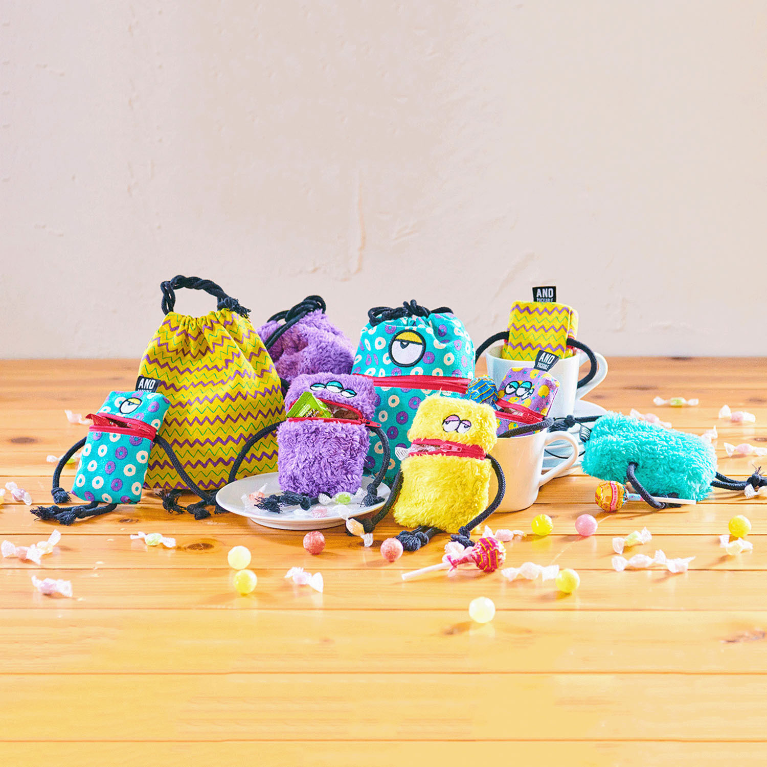 ジッパーボア巾着ポーチ キャンディモンスター - 画像2