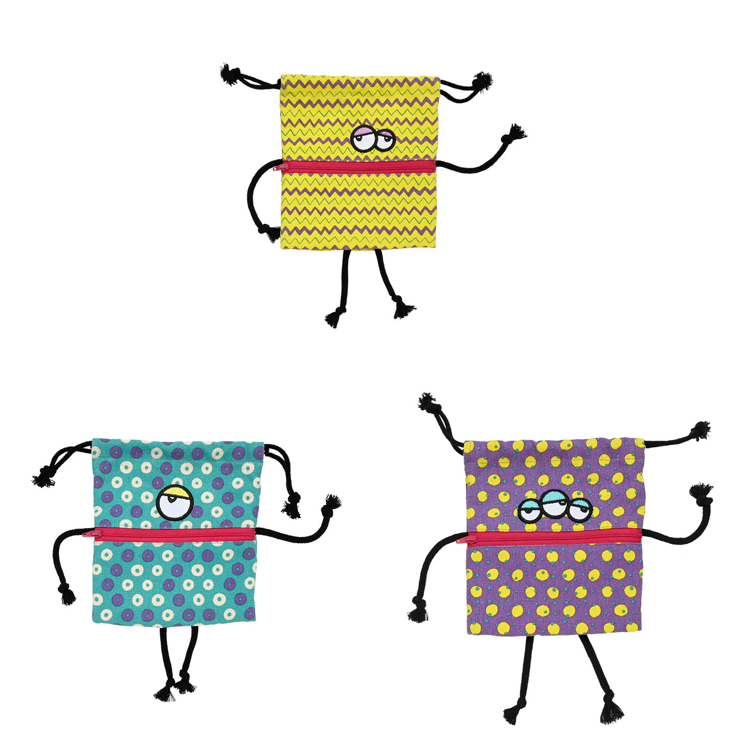 ジッパー巾着ポーチ キャンディモンスター - 画像1